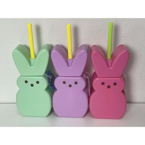 NEW Lot Of 3 Easter PEEPS Pink Purple Green Tumbler Cups 14oz